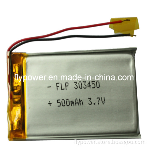 3.7V 500mAh Lithium Ion Polymer Battery Pack (1S1P of FLP-303450)